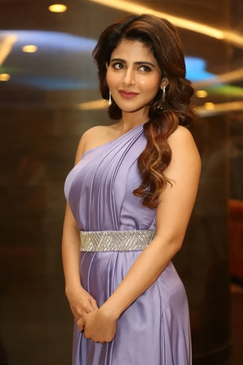 Telugu Actress Iswarya Menon in Violet Dress